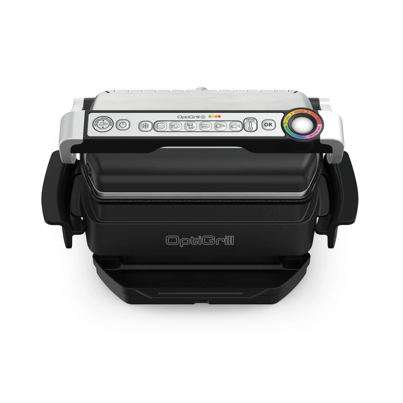 Tefal OptiGrill & Bake Kontaktgrill mit Backschale, 6 Programme, Garstufenanzeige, Abnehmbare Platten, Elektrogrill, Edelstahl, GC714D10, Silber
